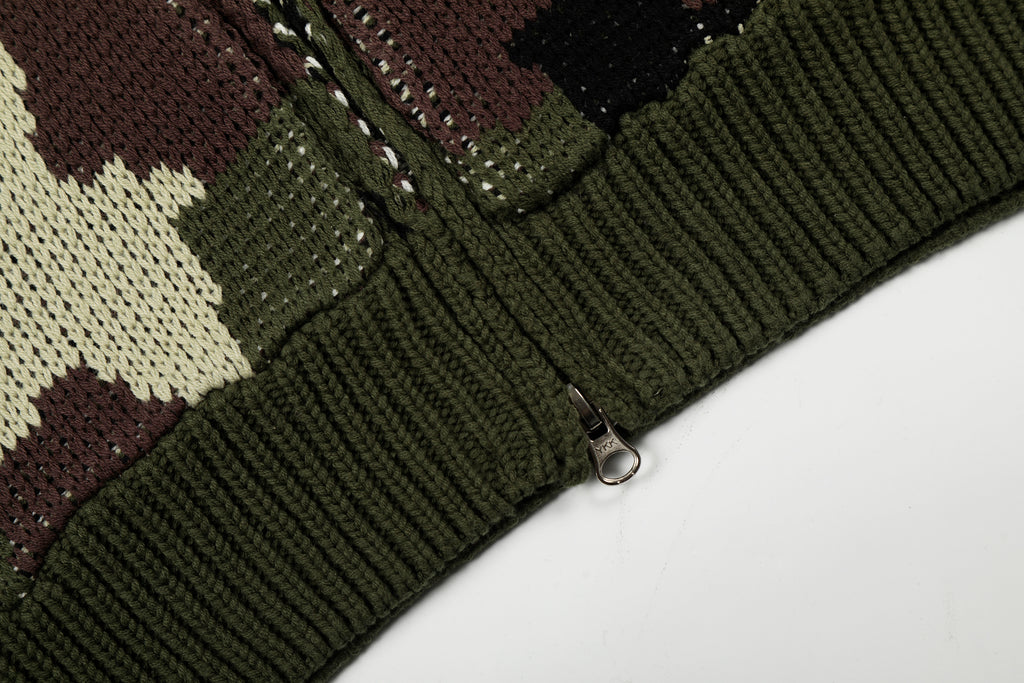 Corteiz Camo Knit Zip Hoodie / Cardigan
