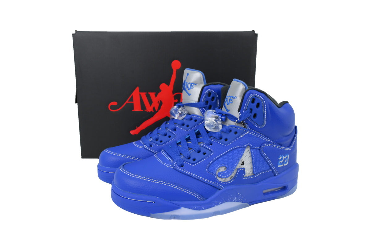 Awake NY x Air Jordan 5 Racer Blue - bright royal blue + silver tongue