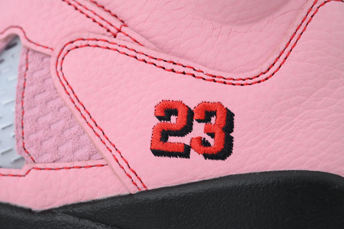 Awake NY x Air Jordan 5 Arctic Pink + black/red shark teeth + “23” heel