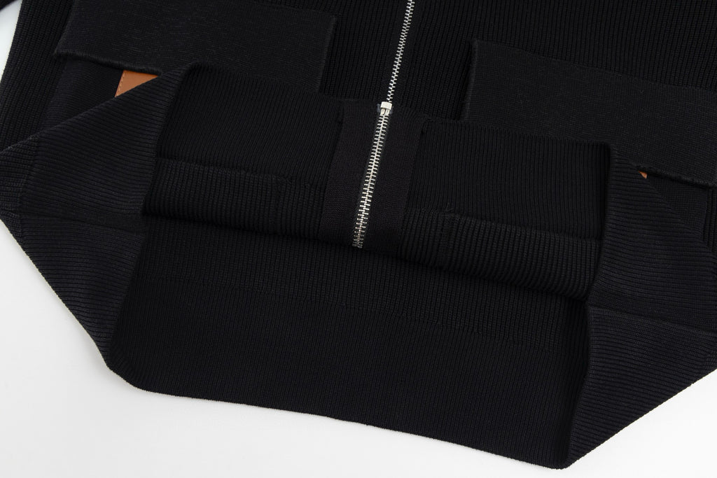 Hermès"H"Patch Zip-Up Knit Cardigan/Jacket