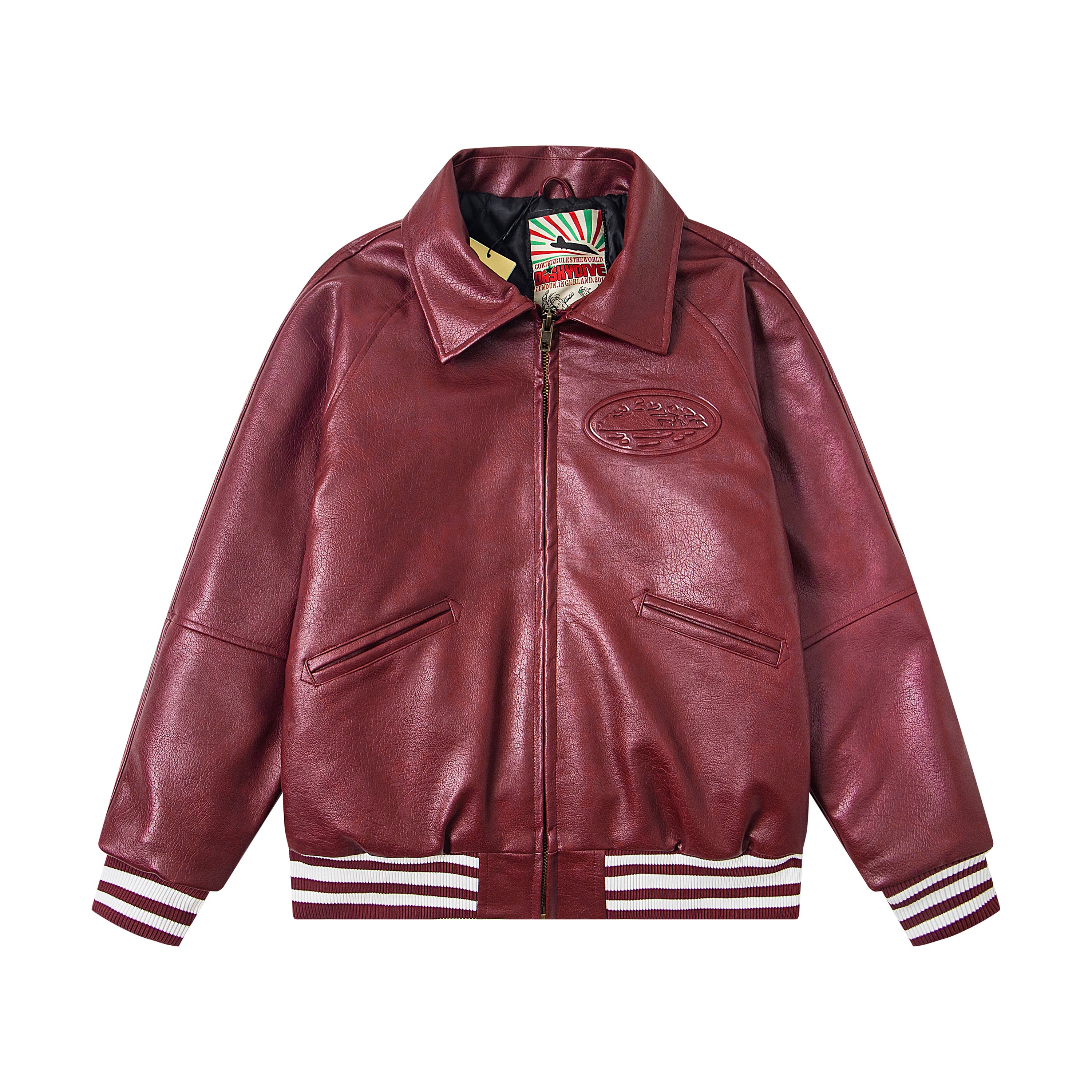 Corteiz Alcatraz Leather Bomber Jacket