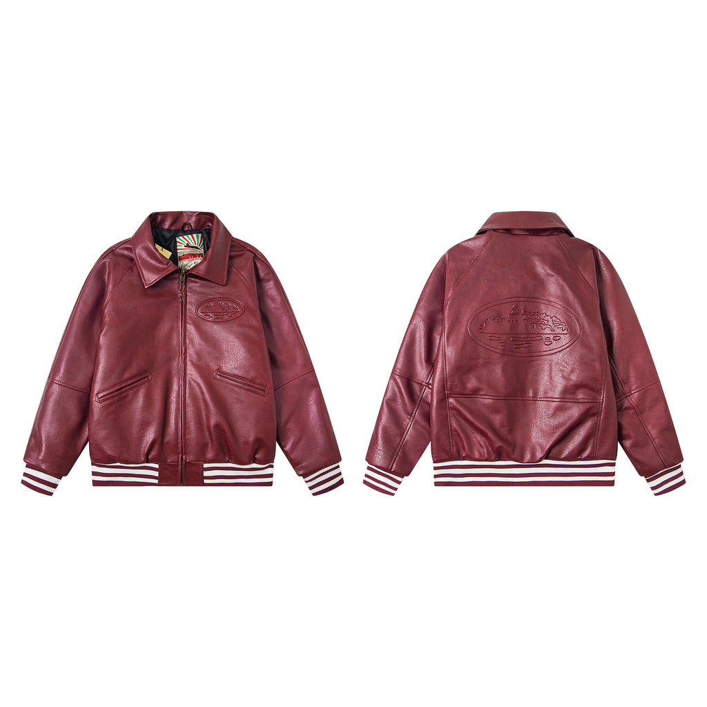 Corteiz Alcatraz Leather Bomber Jacket