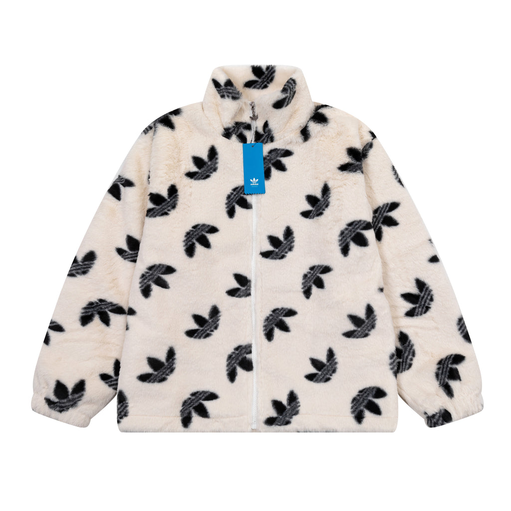 Addias Originals Monogram Sherpa Fleece Zip-Up Jacket