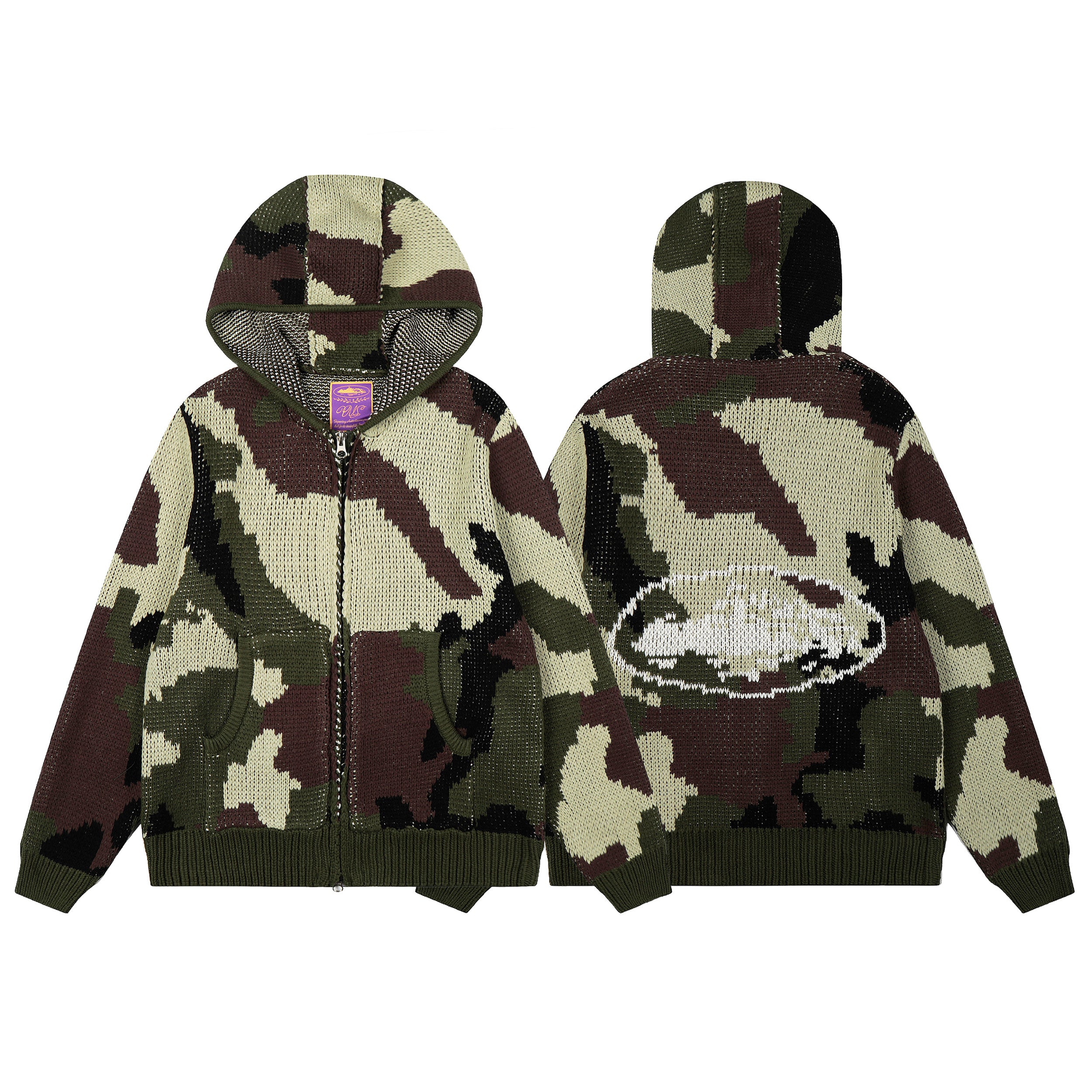 Corteiz Camo Knit Zip Hoodie / Cardigan